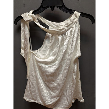 INC | White Satin High Neck Bow Top Size XXS sleeveless round hem side tie NEW