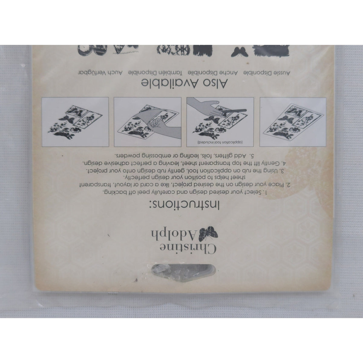 Christine Adolph for Prima Marketing "Adhesive Rub-On Pins" Transfer