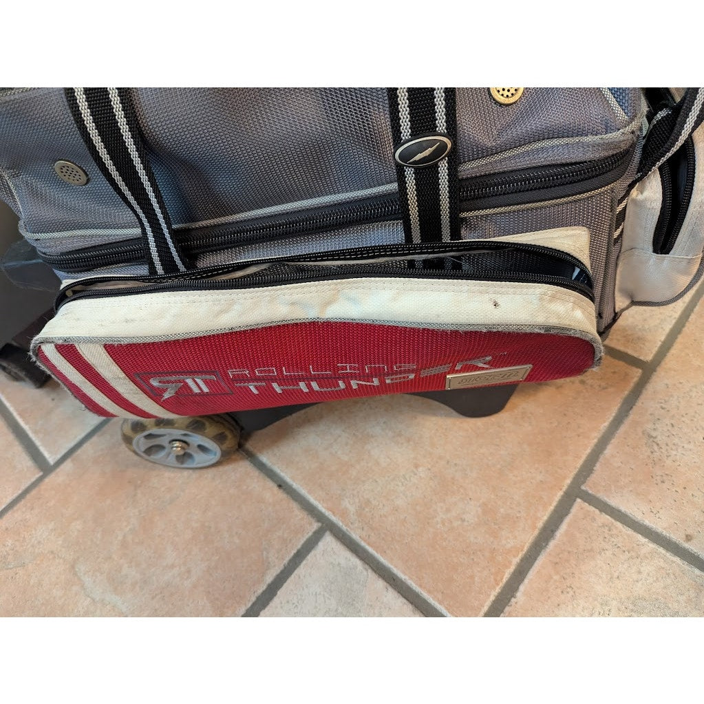 Storm Rolling Thunder 2 Ball Roller Bowling Bag Grey Red Heavy Duty Wheels