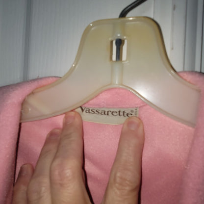 Vintage Vassarette Pink Velour Long Bathrobe Robe Small/Medium Whipstitch Detail