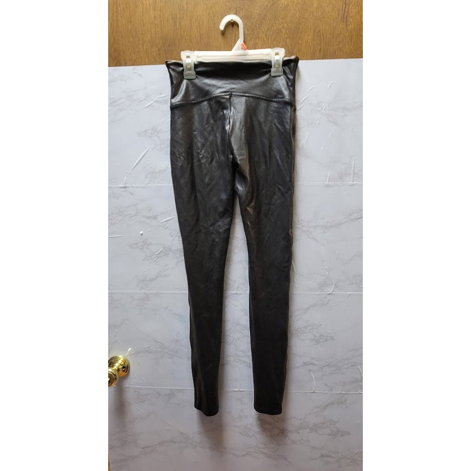 Spanx Faux Leather Leggings Black Medium High Rise Moto Chic Edgy