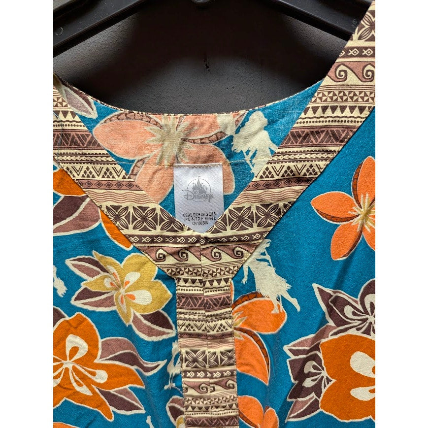 Disney The Dress Shop Dress Small Teal Orange Floral Tiki Disneybound Moana