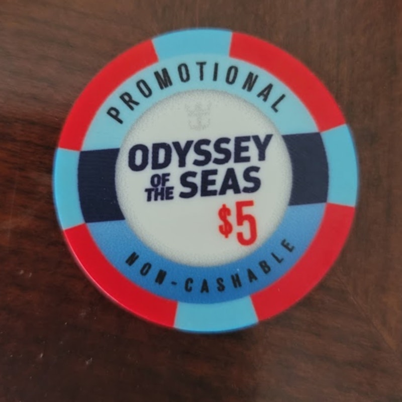 ODYSSEY OF THE SEAS logo PROMO $5 casino gaming poker chip ROYAL CARIBBEAN