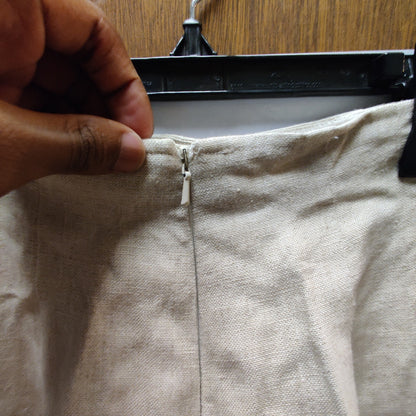 Donna Morgan Vintage Tan Linen Embroidered Pants Coastal Luxury High Waist 4