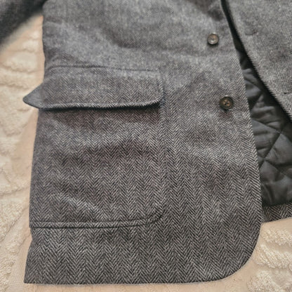 L.L. Bean Medium Regular Mens Grey Wool Herringbone Thinsulate Blazer Jacket