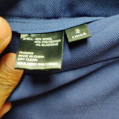 Antonio Melani Royal Blue Wool Blend Side Zip Trousers Career Minimalist Slim 2