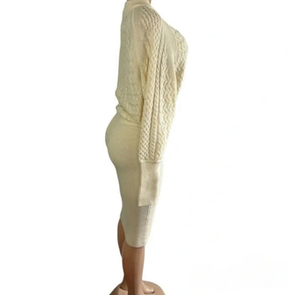 AllSaints Dilone Knitted Lambswool Sweater Dress Size SMALL BODYCON Chalk White