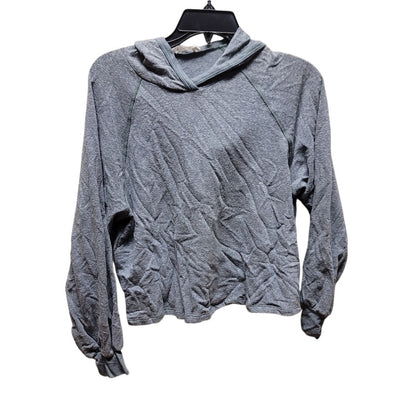 Lush NEW Size Medium GreenGray Hoodie V-Neck Sweatshirt Cropped long sleeve