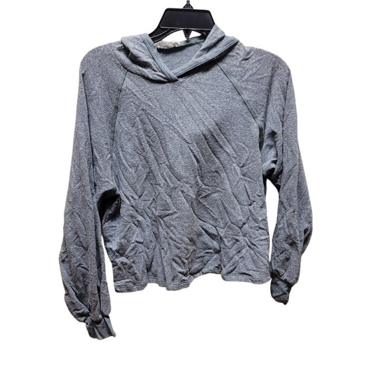 Lush NEW Size Medium GreenGray Hoodie V-Neck Sweatshirt Cropped long sleeve