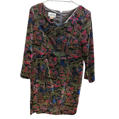 Another Thyme Vintage Size 18 Long sleeve dress knee length crushed velvet