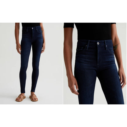 AG Adriano Crushed Velvet Farrah High Rise Skinny Ankle Jeans Size 31 Black new