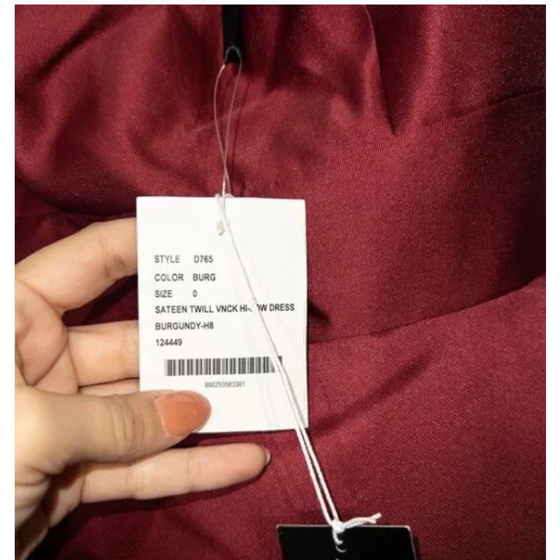 Alfred Sung Sleeveless Sateen Twill Dress Size 0 Burgundy High Low cocktail D765