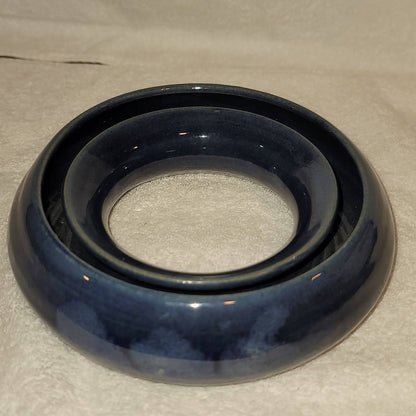 Flower Ring Blue HandPot  7" Stoneware Handmade Pottery Daisy Pansy Flower vase