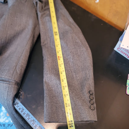 Christian Dior Vintage Wool 40L 2 pc. Suit Jacket Pants Grey Cuffed Pleated