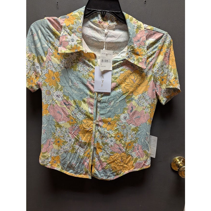 Wayf Naomi Floral Print Button-up Shirt Size Medium NEW Casual