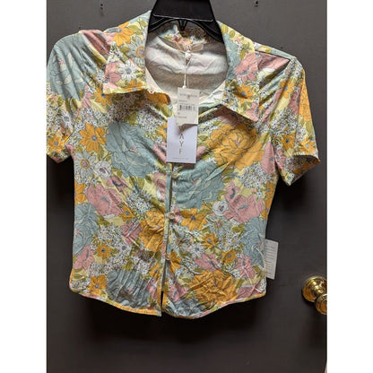 Wayf Naomi Floral Print Button-up Shirt Size Medium NEW Casual