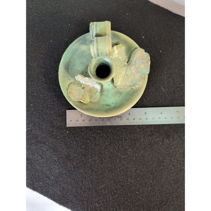 Art Studio Handmade Pottery Signed Elaine Handheld candle holder