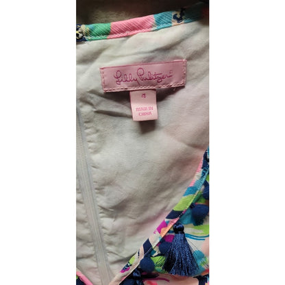 Lilly Pulitzer Cabrey Shift Dress Pina Colada Club Pink Tassels Size 4
