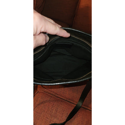 Coach Signature C Brown Gallery Coated Canvas Trim Tote Shoulder Bag Handbag