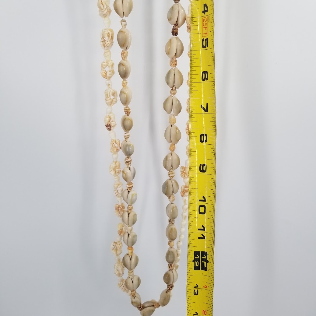 vINTAGE cowrie shell necklaces Lot of 5 Beach shells various lengths