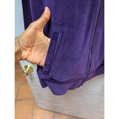 Vintage Lauren Ralph Lauren Purple Velour Zip Jacket Crest Y2K Preppy Medium