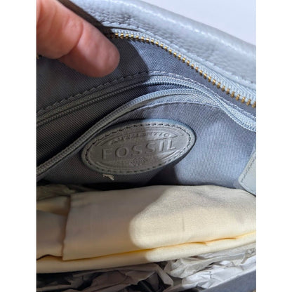 Fossil Preston Small Expandable Crossbody Bag Pastel Blue Leather NWT Travel