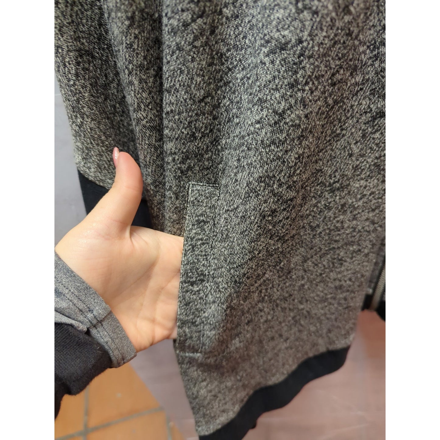 Roaman's Hooded Knit Poncho Cape Cardigan Grey Marled Gorpcore Athleisure M/L