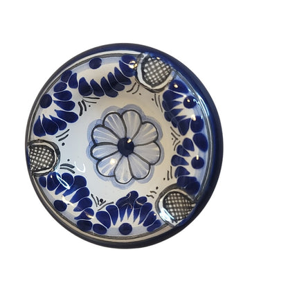 Hand painted Talavera Ashtray herb NEW dish  Blue White 3.5" Majolica