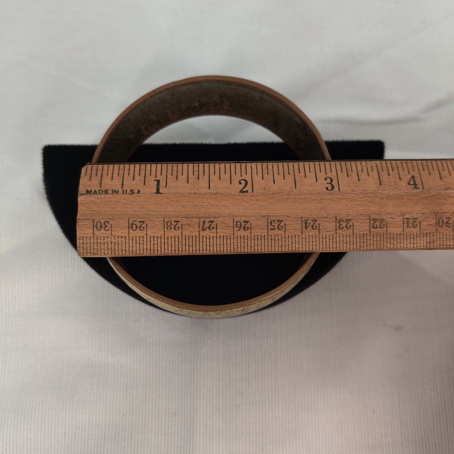 Copper bracelet hammered bangle 1" wide vintage boho statement