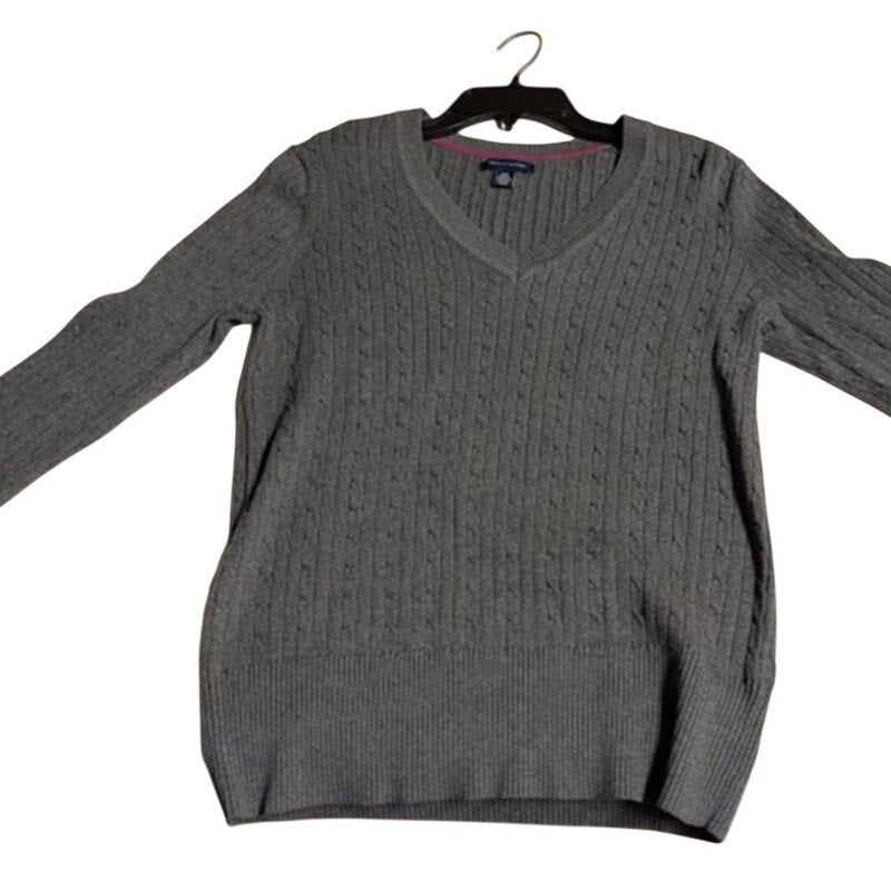 Vintage Tommy Hilfiger Dark Gray Ribbed V-Neck Sweater Size Large Preppy Career
