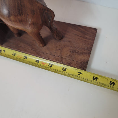 Vintage Wood elephant with tusk bookends wood pair