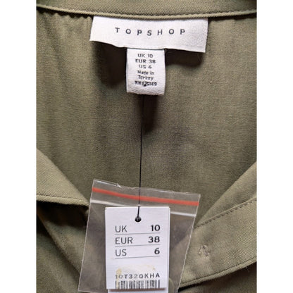 Topshop Size 6 Small Womens button up shirt dress MISSING BELT khaki