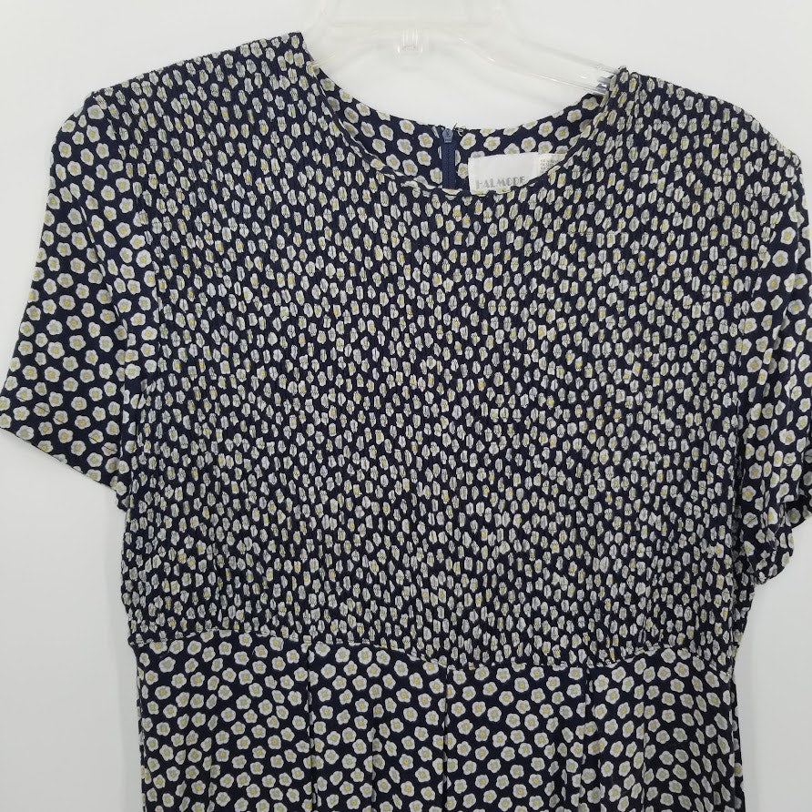 Halmode Petites SMocked Short Sleeve Floral Size 16 Dress shoulder pads PRAIRIE