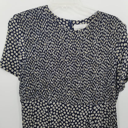 Halmode Petites SMocked Short Sleeve Floral Size 16 Dress shoulder pads PRAIRIE