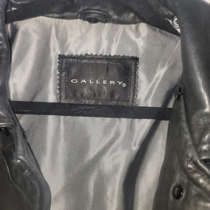 Vintage Gallery Black Leather Coat Jacket Large Lined Pockets SOFT button front