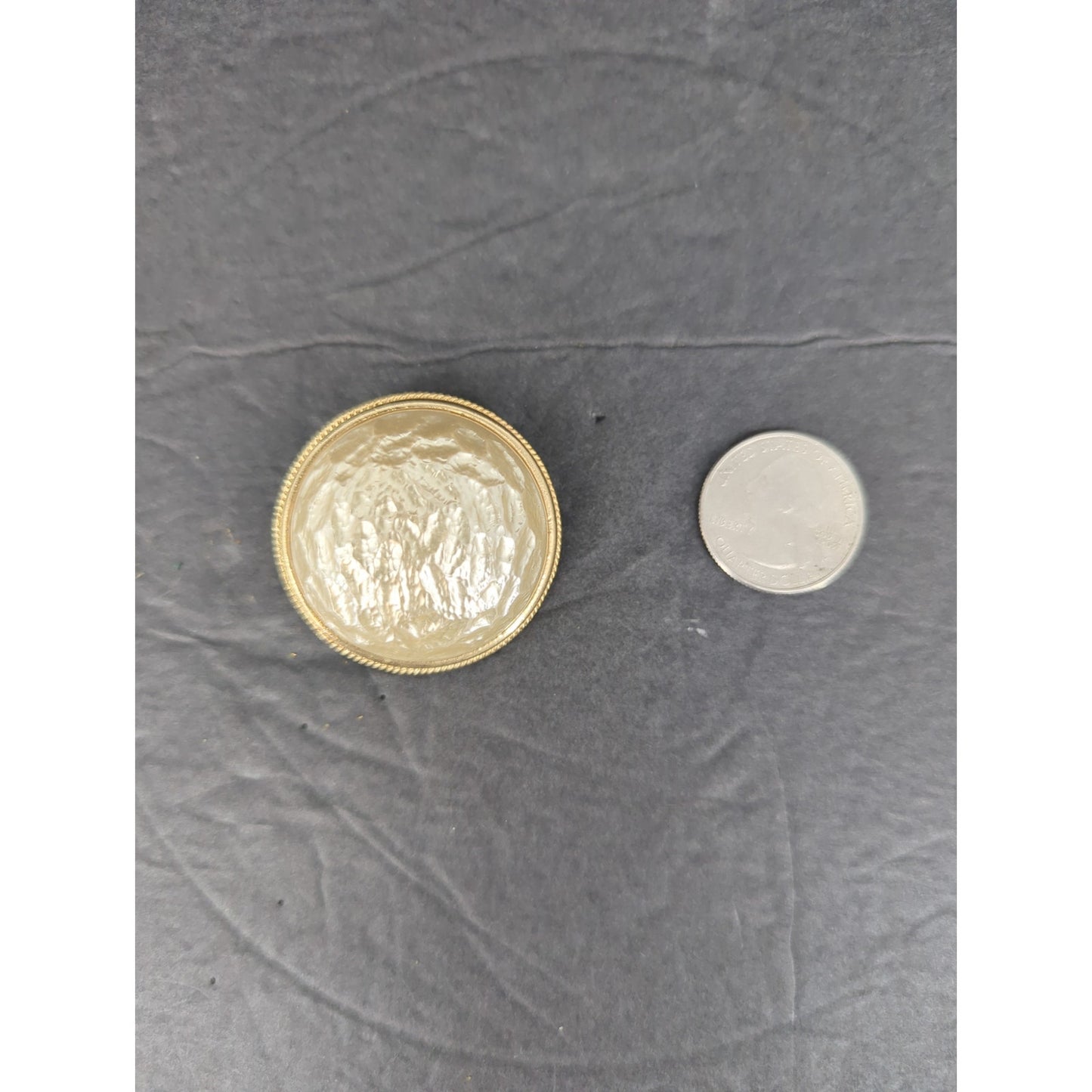 Vintage Monet Pearlized Gold Tone Textured Button Clip On Earrings Retro