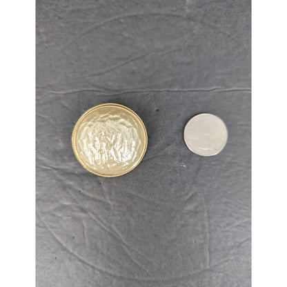 Vintage Monet Pearlized Gold Tone Textured Button Clip On Earrings Retro
