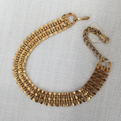 Vintage Fashion Necklace Choker collar DOM goldtone Reticulated Bendable CHUNKY