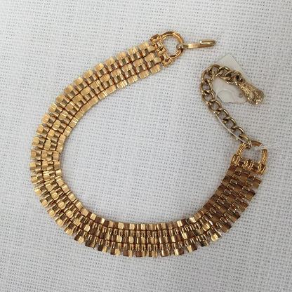 Vintage Fashion Necklace Choker collar DOM goldtone Reticulated Bendable CHUNKY