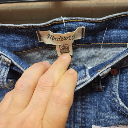 Madewell skinny straight stretch leg jeans 30" x 27" ankle DAMAGED