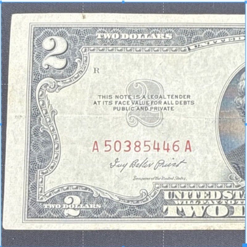 Paper Currency Bank Note USA Paper Money $2 Series 1953 A red seal priest