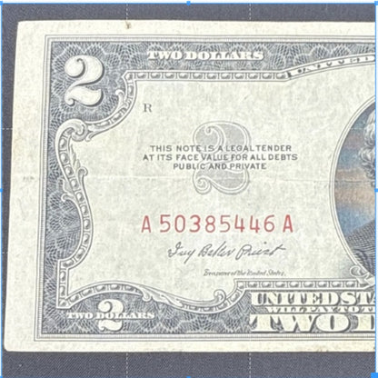 Paper Currency Bank Note USA Paper Money $2 Series 1953 A red seal priest