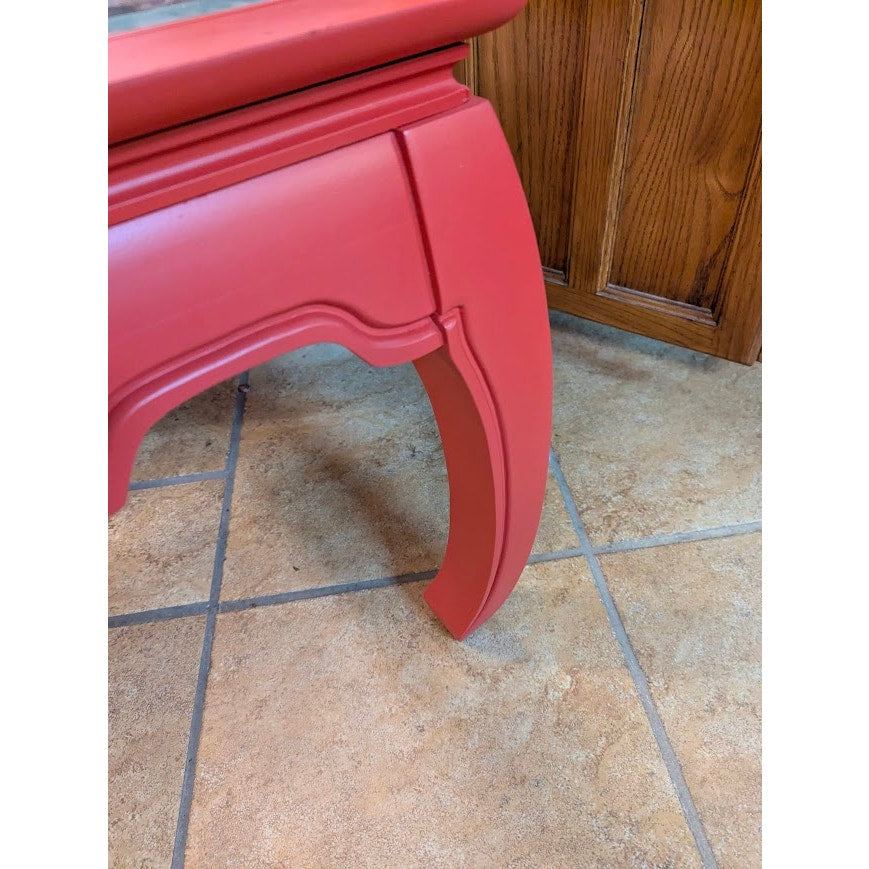 Secondhand Sandies: Red Glass top Asian inspired Coffee table / Side table