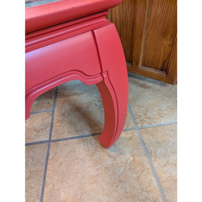 Secondhand Sandies: Red Glass top Asian inspired Coffee table / Side table