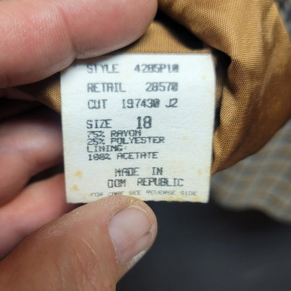 Vintage Part One Plaid Blazer Size 18 Brown Tan Check Dark Academia Oversized
