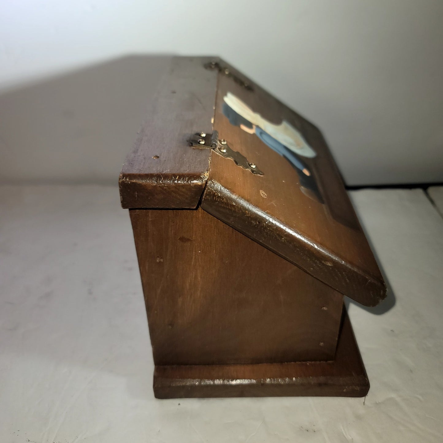 Vintage wood folk art recipe box wood