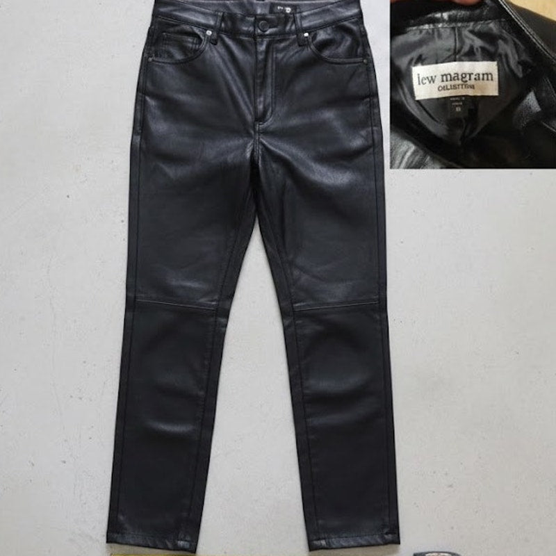 Lew Magram Size 10 Vintage Black Leather Pants fully lined 80s glam rock roll
