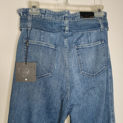 Joe's Jeans Womens 27" Paperbag Waist Belted Blue Jeans Trouser Pants NEW
