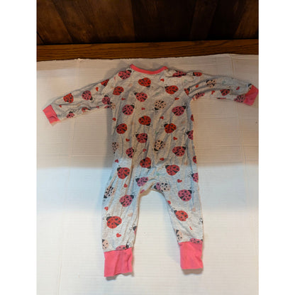 Koala Baby Baby Girls Gray Red Ladybug Fleece Footed Sleeper Size 18 Months