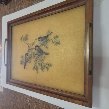 Grace B. Gilmore Fiberglass Serving Tray Bacova Guild Happy Chickadees serveware
